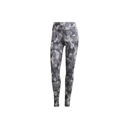 Adidas Women's Optime Essentials Allover Print Flower Tie Dye Leggings Black/Grey Five