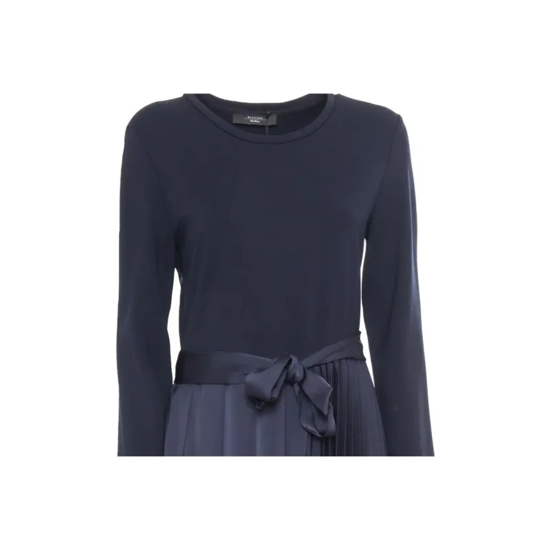 WEEKEND MaxMara Crewneck Pleated Long-Sleeved Dress-2
