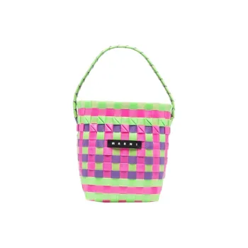 MARNI Polypropylene Basket Bag, Kids' Bag, Tote Bag, Shopping Bag, Handbag Mini Kids' Pink Green