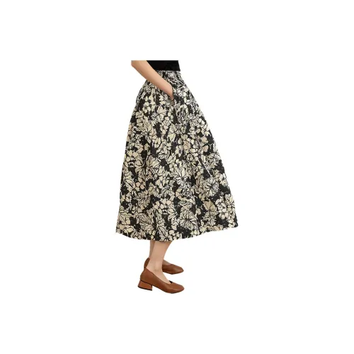 Cypress House Casual Long Skirt Women's Black With nera Floral