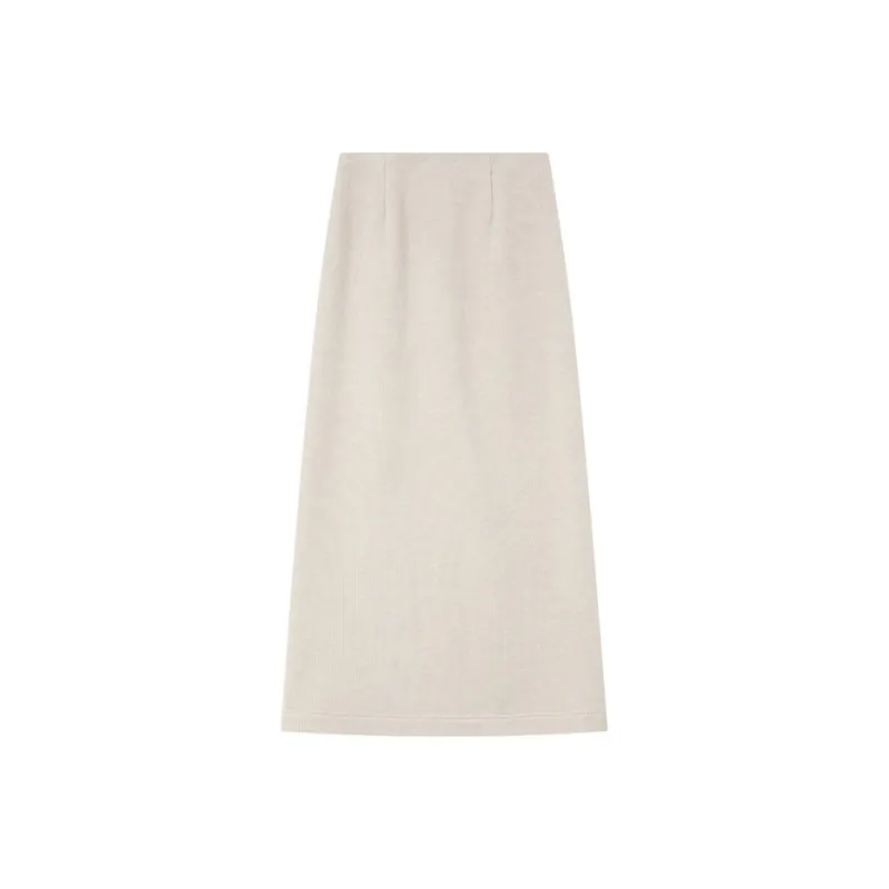 VIMLY Casual Long Skirts Women's Cream Apricot-0