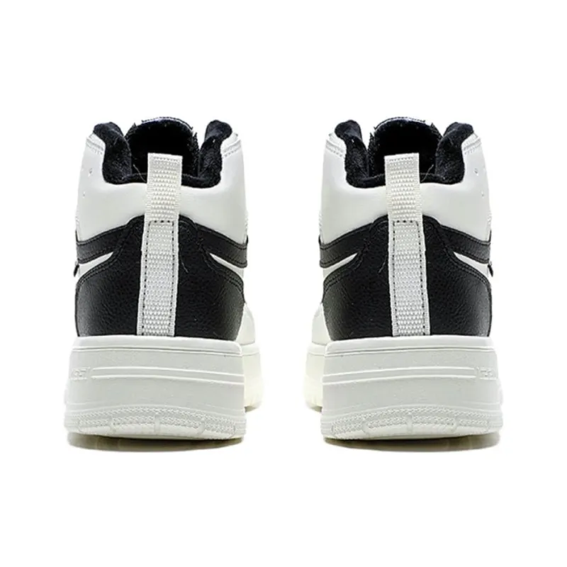 QIAODAN Dry Anti Slip Wear Resistant High Top Skateboard Shoes Women's Black White-4