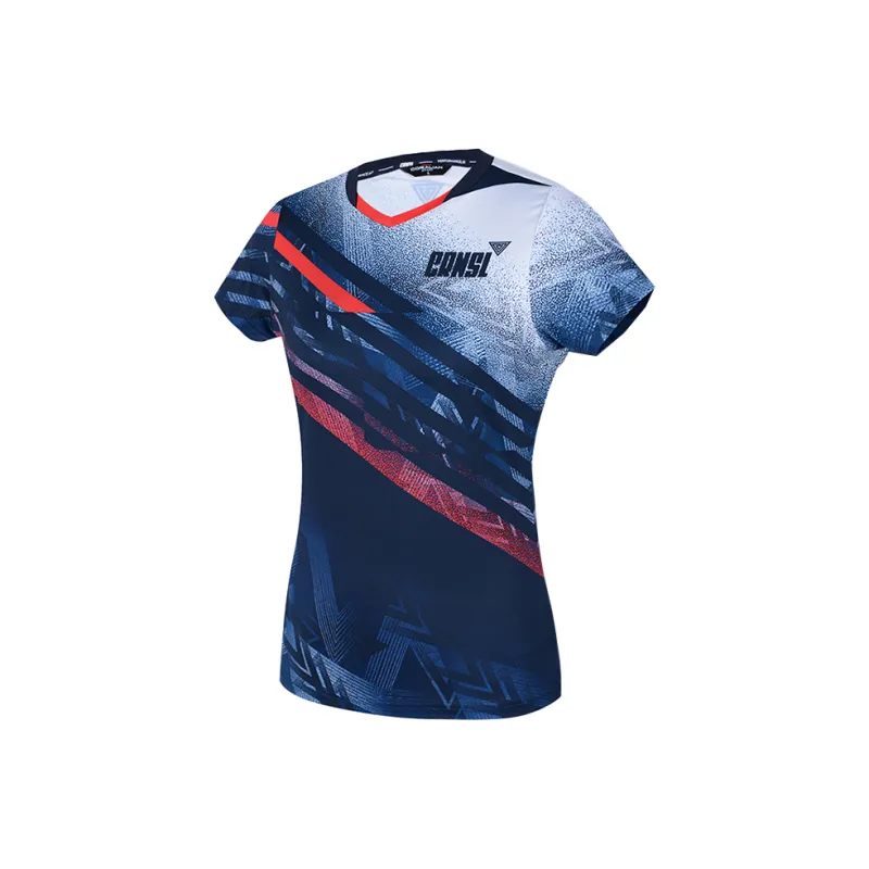 CORALIAN Badminton Jersey Women's Dark Blue/White-0