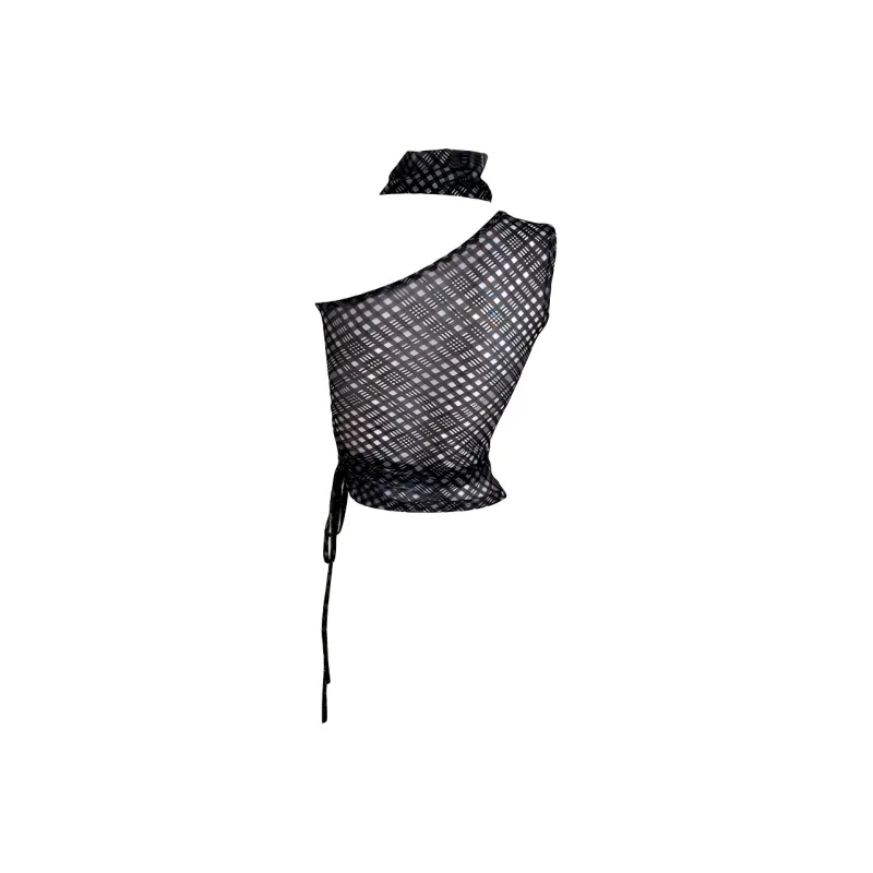 DOKZB Tank Tops Women's Black Plaid-1