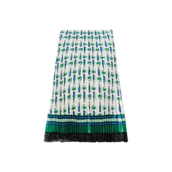 LACOSTE Casual Long Skirts Women's White Green