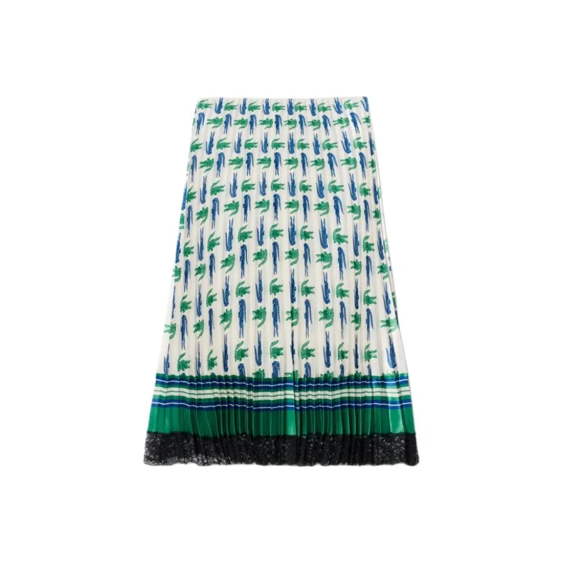 LACOSTE Casual Long Skirts Women's White Green-0