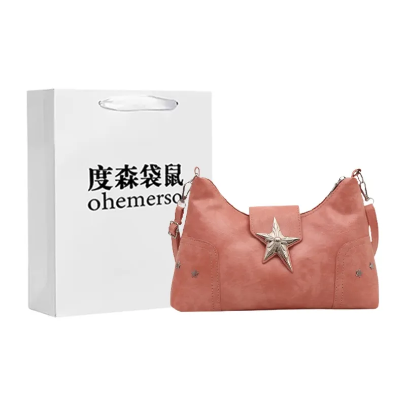 Dusen Kangaroo PU Crossbody Bag, Shoulder Bag Regular Women's Ecru/Black/Pink/Red/Light Brown-10