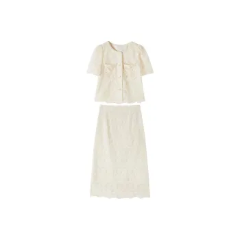 XIANGYING Skirt Set Women's Ecru