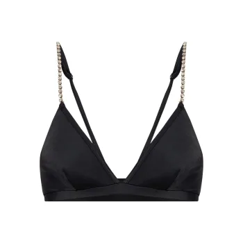 MOSCHINO Embellished Strap Triangle Swimsuit Top