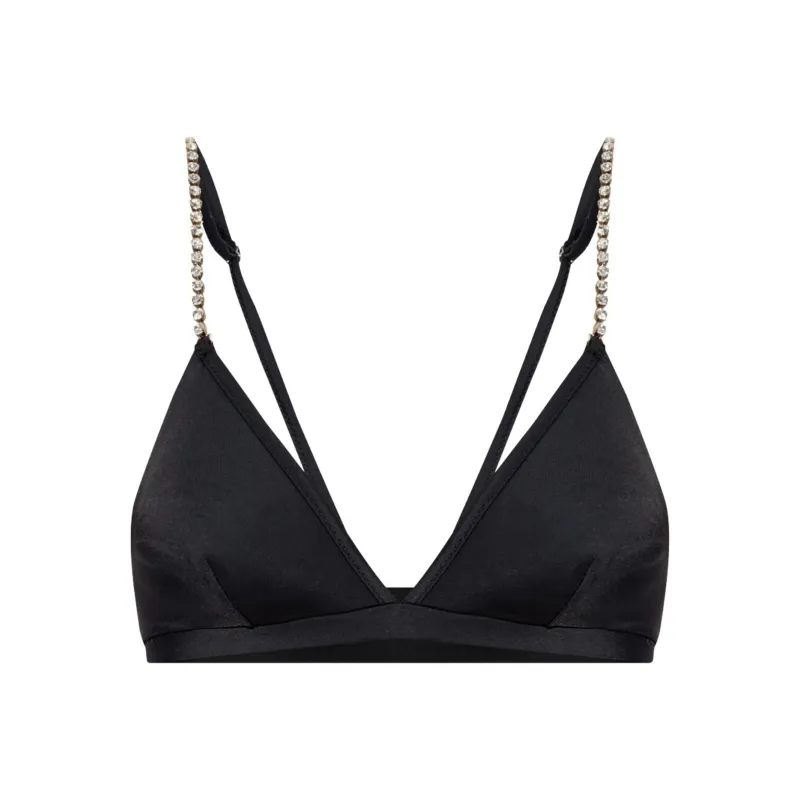 MOSCHINO Embellished Strap Triangle Swimsuit Top-0