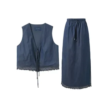 3COLOUR Skirt Set Women's Navy Blue