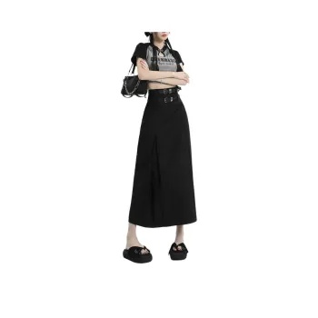 ZAVK Casual Long Skirts Women's Black