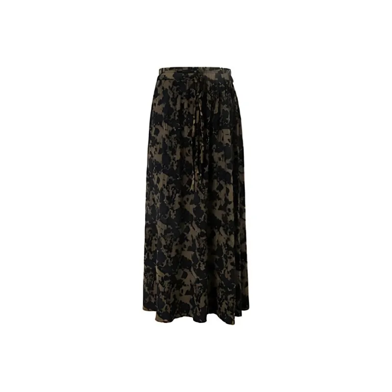 3COLOUR Casual Long Skirt Women's Coffee-0