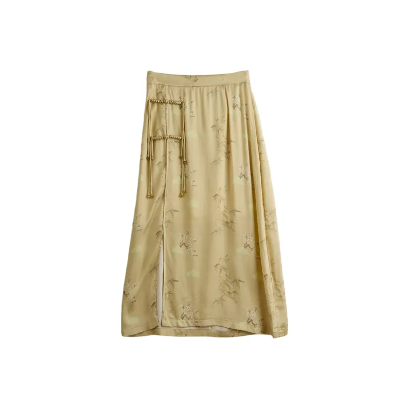 SETIROM Casual Long Skirt Women's Yellow-0