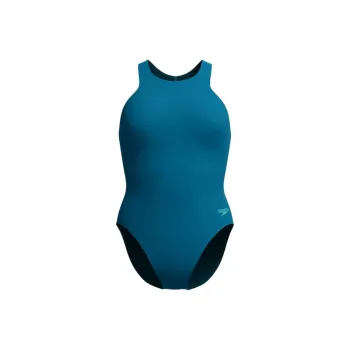 Speedo Racer Zip One piece Swimsuit Women's Dark Green