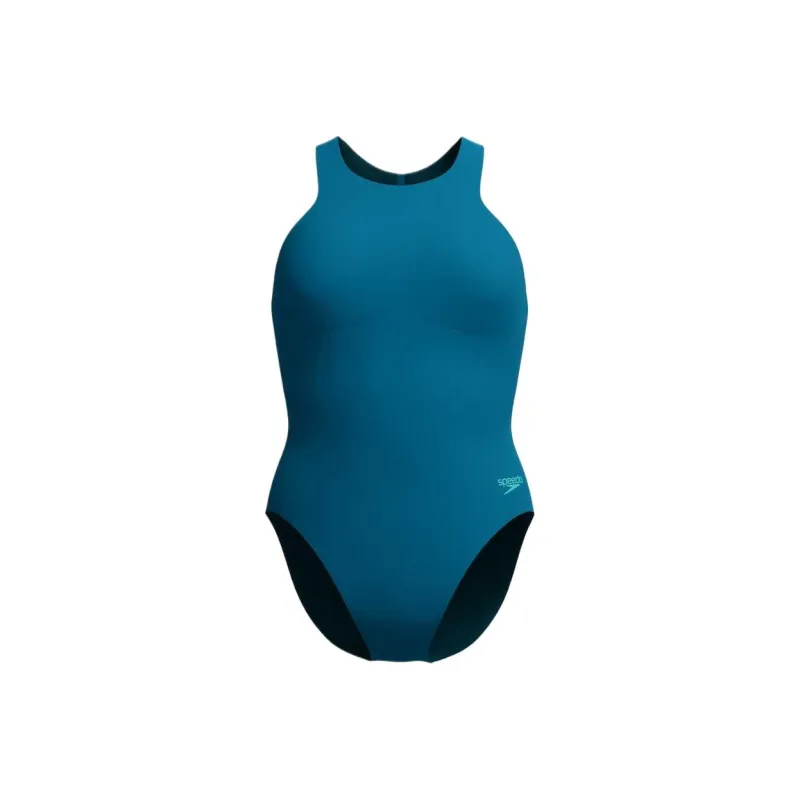 Speedo Racer Zip One piece Swimsuit Women's Dark Green-0