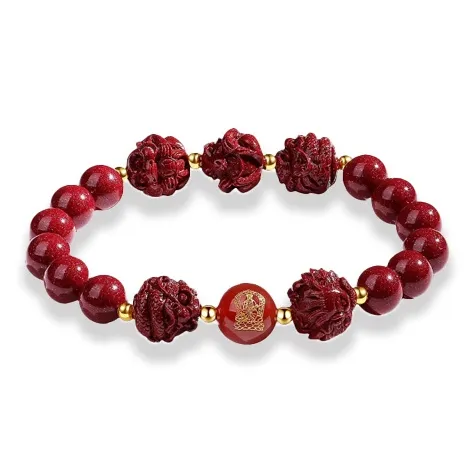 GIRATI Reconstructed Cinnabar Jade Bracelets Unisex-12