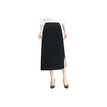 Yi Mengyuan Silk Casual Long Skirt Women's Black