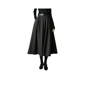 Late White Casual Long Skirts Women's Dark Gray