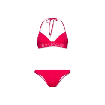 BALMAIN Logo Embellished Stretched Bikini Set