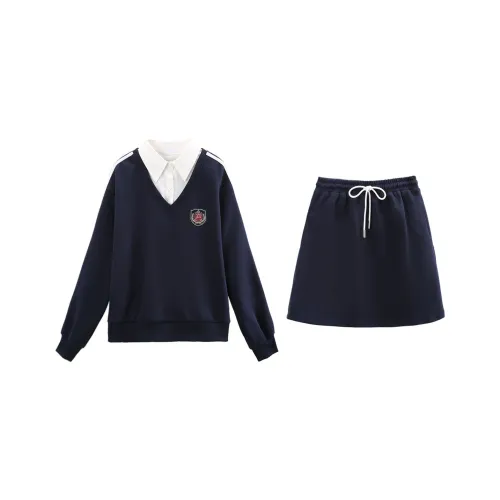 A Paradise For Awakening Skirt Set Women's Navy Blue
