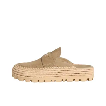 MIU MIU Slip Resistant Closed Toe Slippers Women's Beige