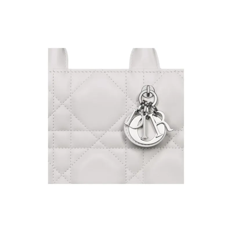 DIOR BookTote Calfskin Tote Handbag Mini Women's White-5