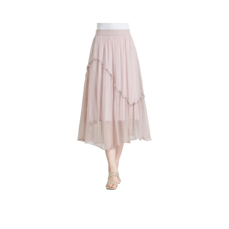 Yi Mengyuan Silk Casual Long Skirt Women's-4
