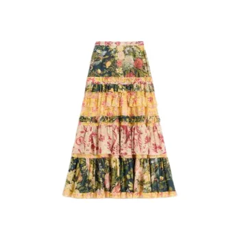 Valentino Floral Printed Ruffled Skirt