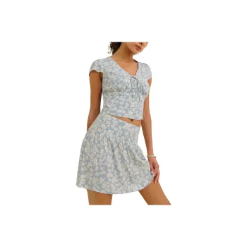 REFORMATION Dorothea Two Piece Skirt Set Women's Light Blue