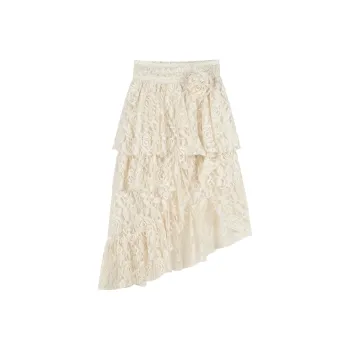 POPO.INFO Casual Long Skirt Women's Beige Apricot