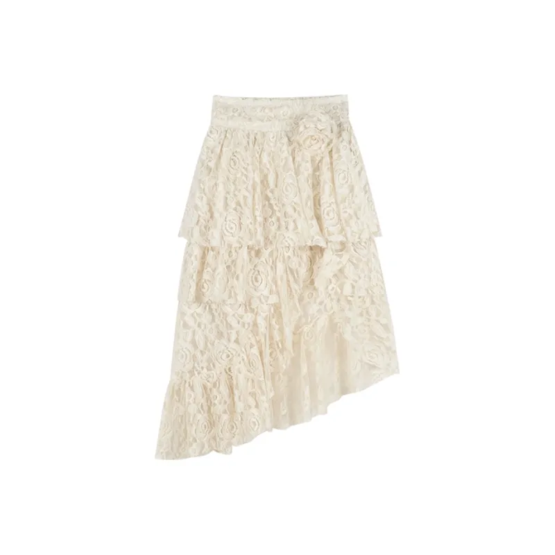 POPO.INFO Casual Long Skirt Women's Beige Apricot-0