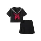 Short-Sleeved Top+Short Skirt Clothing Sets (Includes Red Bow Tie)