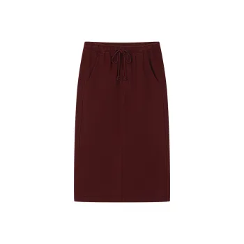 UOOYAA Casual Long Skirt Women's Burgundy