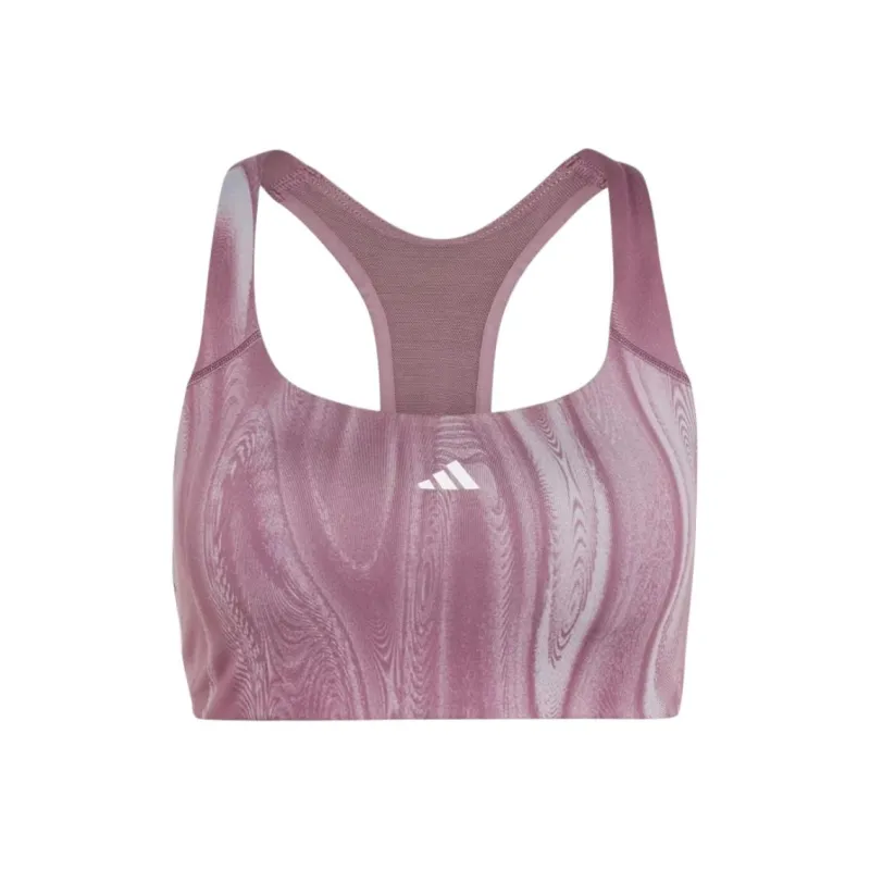 Adidas POWERIMPACT TRAINING MEDIUM-SUPPORT 3-STRIPES BRA Sports Underwear Women's Gray-0