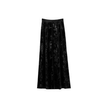 Late White Casual Long Skirts Women's Black