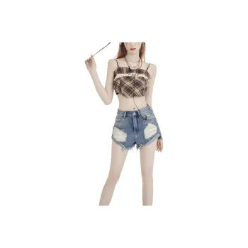 FHMY Denim Short Skirts Women's Vintage Blue