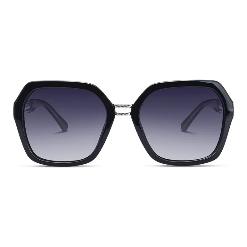 VEGOOS PC Square Sunglasses Women's Black/Gray-1