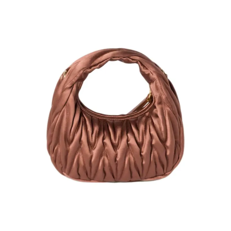 MIU MIU Wander Series Silk One Shoulder Handbag Mini Women's Cocoa Brown-2