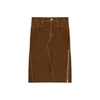 FIRELADY FUR Casual Long Skirts Women's Dark Coffee