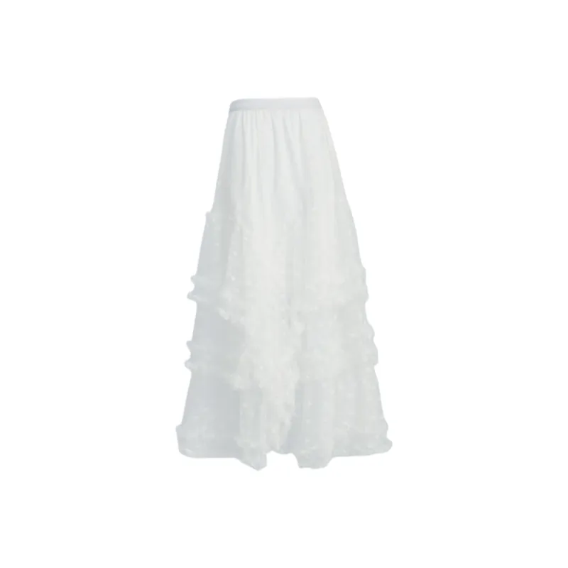 ZXZA Casual Long Skirt Women's White-0