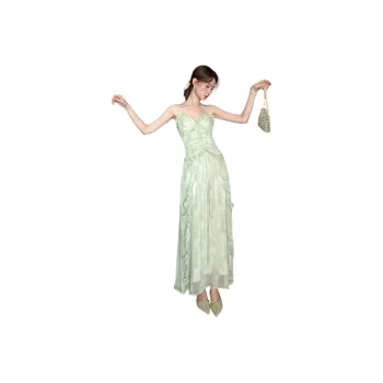 XIANSINIAO Slip Dresses Women's Green, With Pads