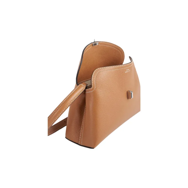 TOTEME T Lock Buffalo Leather Clutch Women's Tan-1