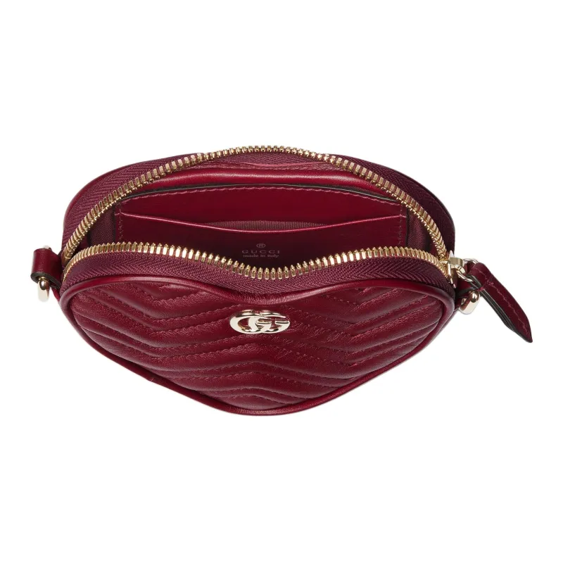 GUCCI GG Marmont Leather Handbag Mini Women's Red-4