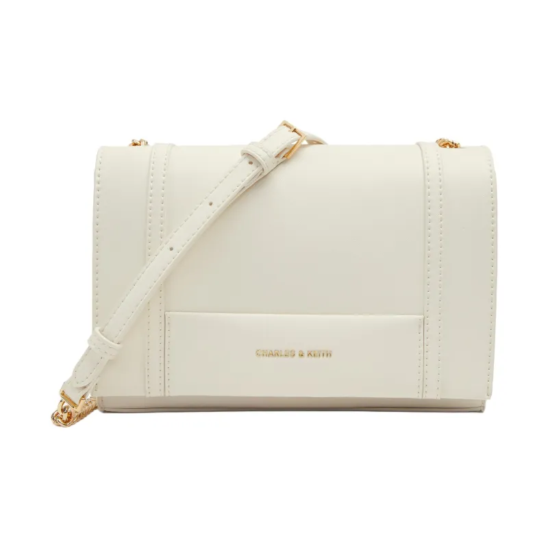 CHARLES&KEITH PU Shoulder Bag Women's Milk White/Tawny-0