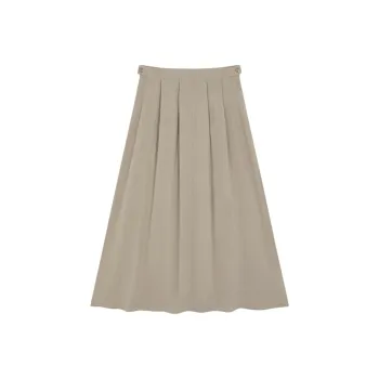 Mo Han Yi Mei Casual Long Skirt Women's Olive Gray Green