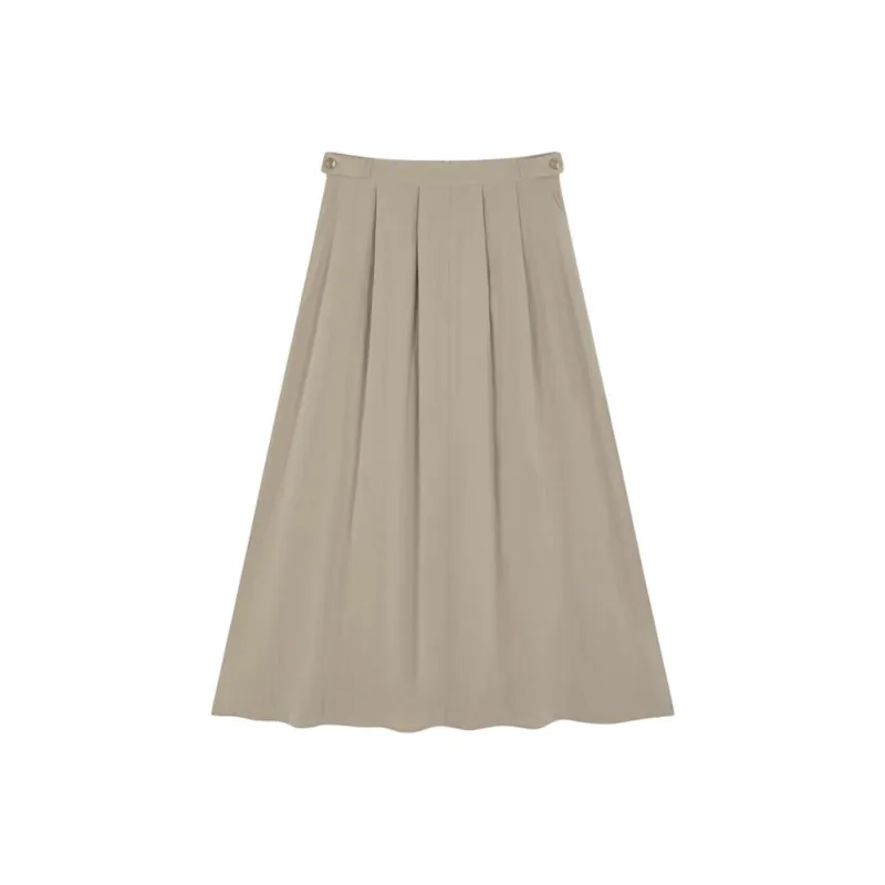 Mo Han Yi Mei Casual Long Skirt Women's Olive Gray Green-0