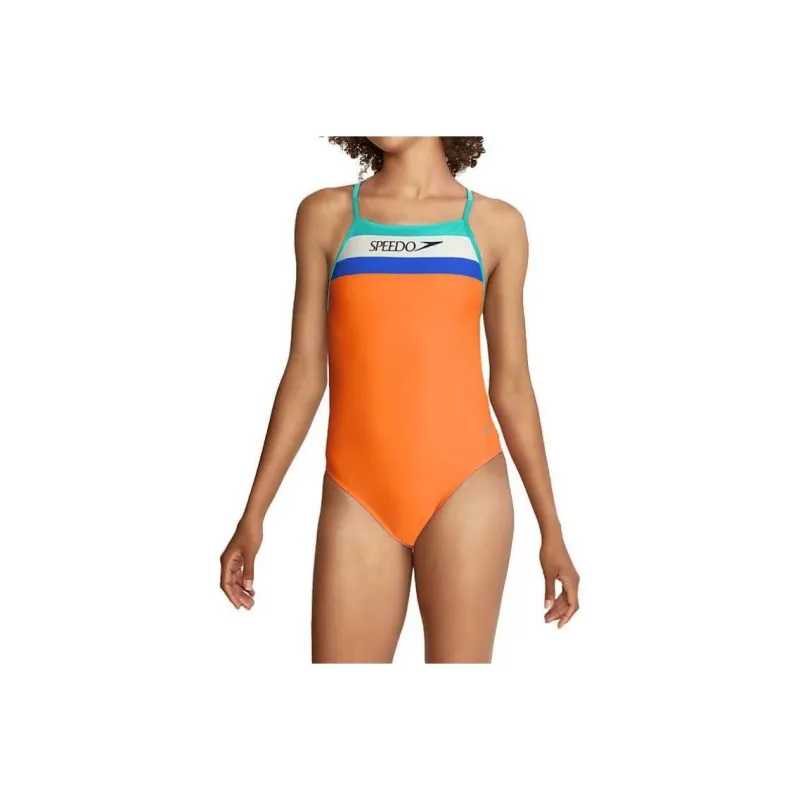 Speedo Women's Vintage Splice One Back One Piece Purple One piece Swimsuit Women's-3