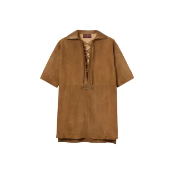 GUCCI FW25 Short Sleeved Dress Women's Light Brown