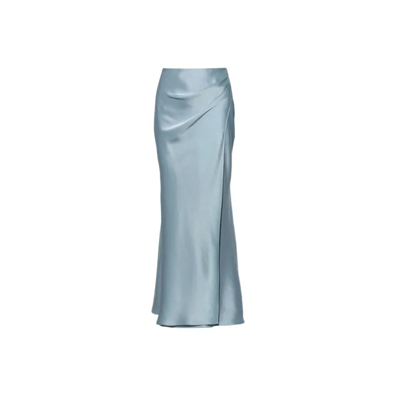 DPLAY Casual Long Skirt Women's Sea Salt Blue-0